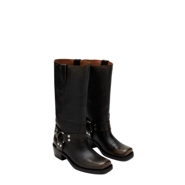 Roxy 45 Boots in Black Brushed Leather - Image 2
