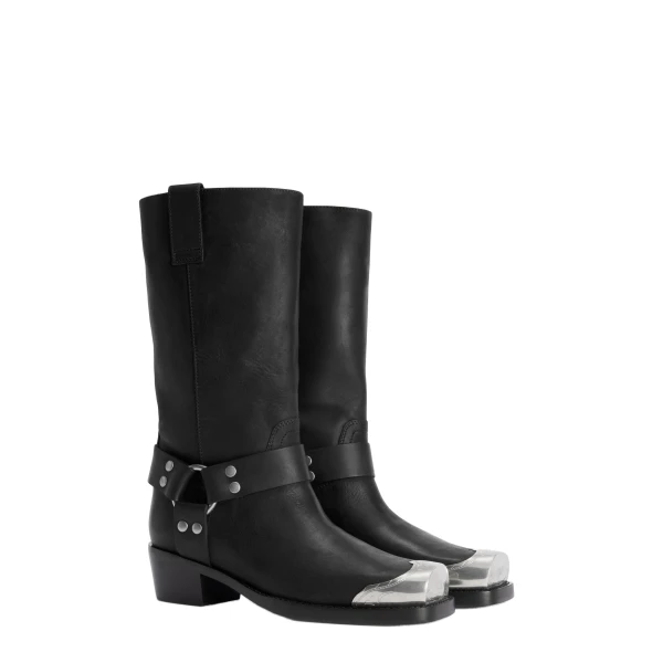 Roxy 45 Embellished Toe Boots in Black Leather - Image 2