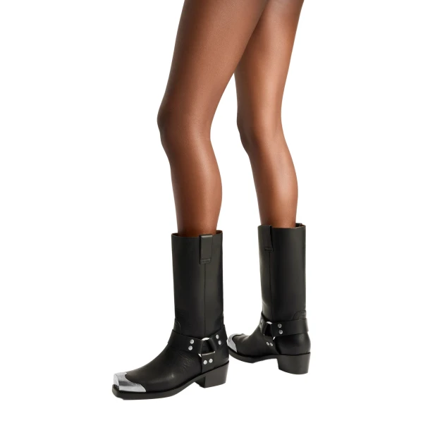 Roxy 45 Embellished Toe Boots in Black Leather - Image 5