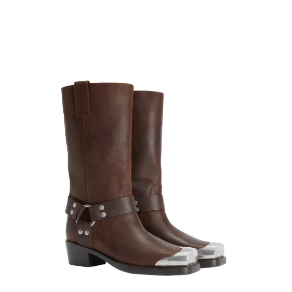 Roxy 45 Embellished Toe Boots in Ebano Leather - Image 2