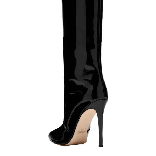Stiletto 105 Boots in Black Patent Leather - Image 5
