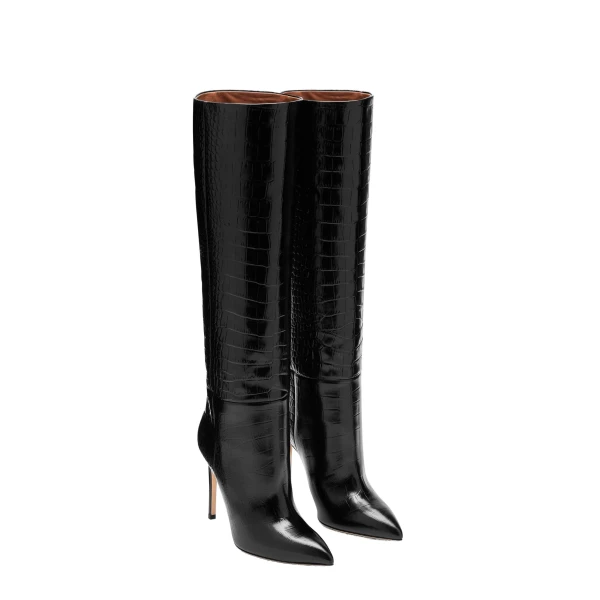 Stiletto 105 Boots in Carbone Croc-Embossed Leather - Image 2