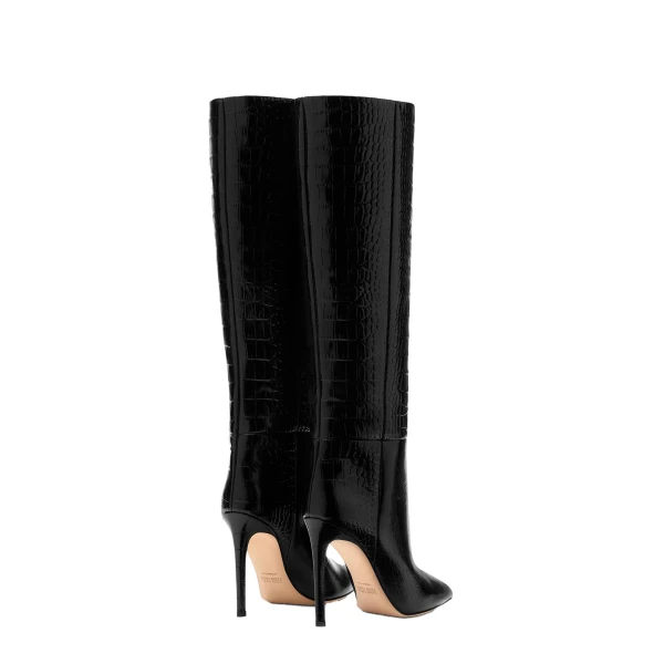 Stiletto 105 Boots in Carbone Croc-Embossed Leather - Image 3