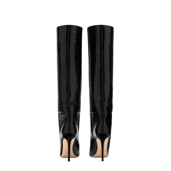 Stiletto 105 Boots in Carbone Croc-Embossed Leather - Image 4