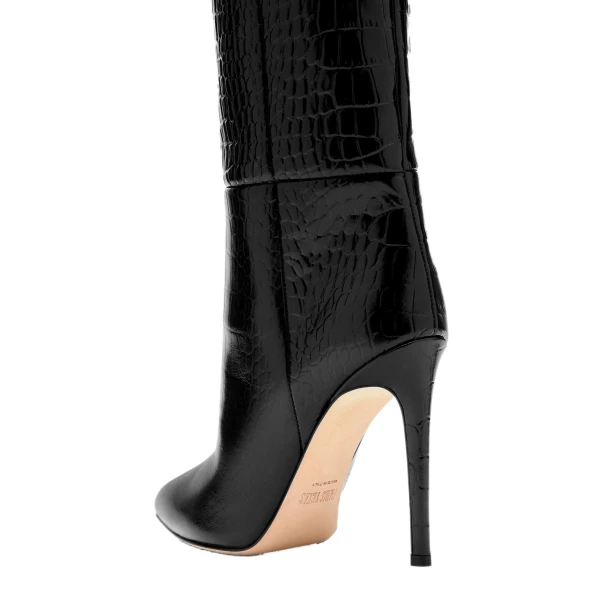 Stiletto 105 Boots in Carbone Croc-Embossed Leather - Image 5