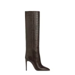 Paris Texas Stiletto 105 Boots in Ebano Croc-Embossed Leather