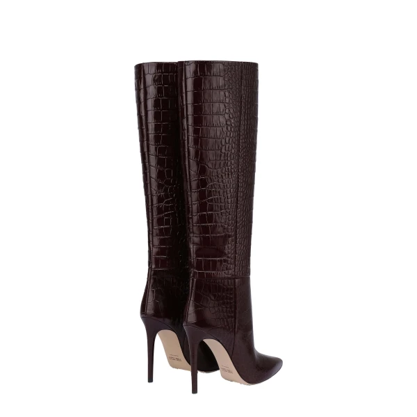 Stiletto 105 Boots in Rouge Noir Croc-Embossed Leather - Image 3