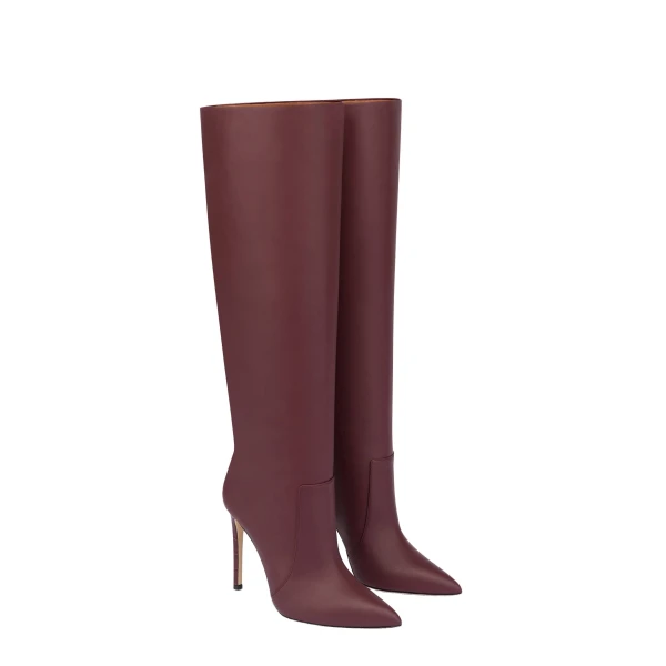 Stiletto 105 Boots in Rouge Noir Leather - Image 2
