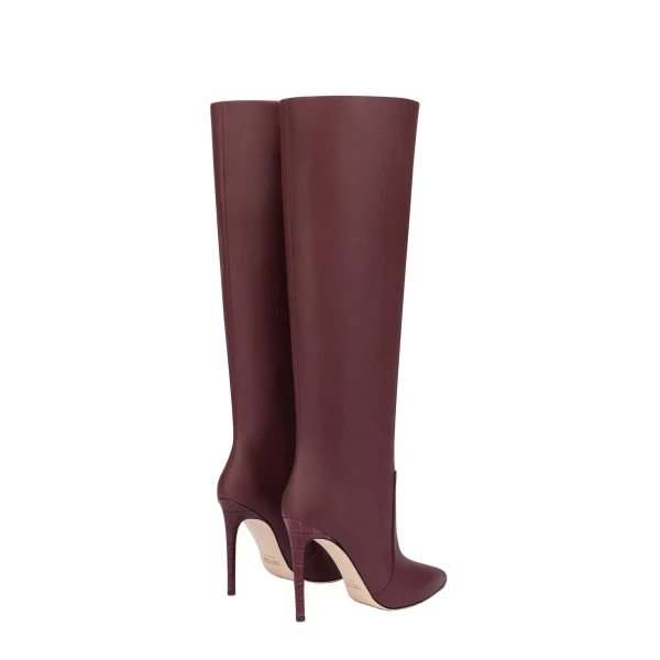 Stiletto 105 Boots in Rouge Noir Leather - Image 3