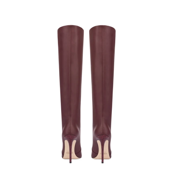 Stiletto 105 Boots in Rouge Noir Leather - Image 4
