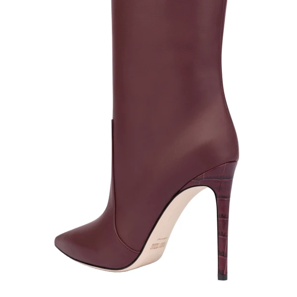Stiletto 105 Boots in Rouge Noir Leather - Image 5