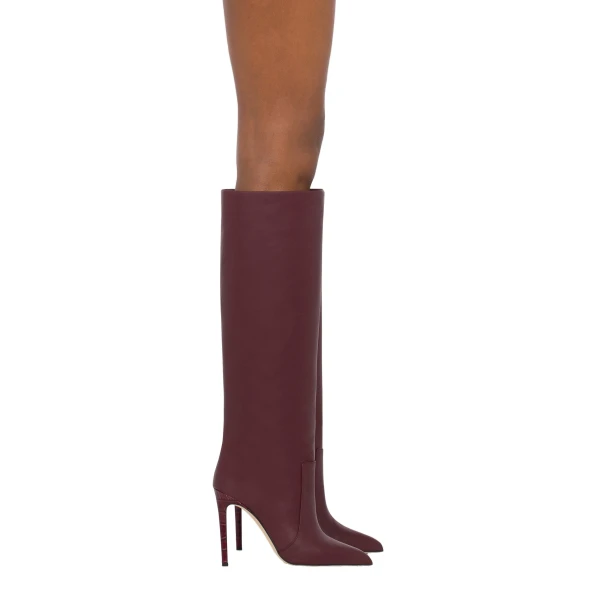 Stiletto 105 Boots in Rouge Noir Leather - Image 6