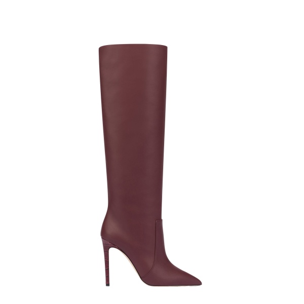 Paris Texas Stiletto 105 Boots in Rouge Noir Leather