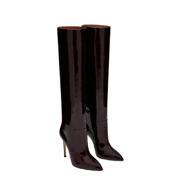 Stiletto 105 Boots in Rouge Noir Patent Leather - Image 2