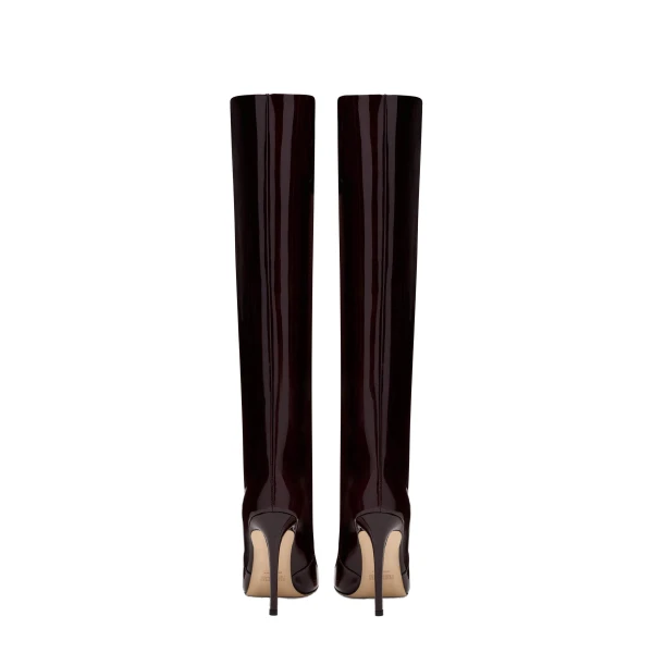 Stiletto 105 Boots in Rouge Noir Patent Leather - Image 4