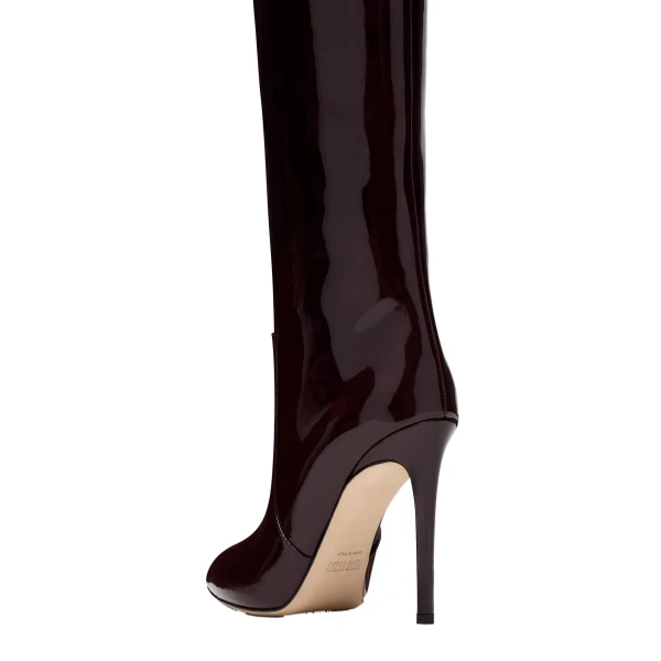 Stiletto 105 Boots in Rouge Noir Patent Leather - Image 5