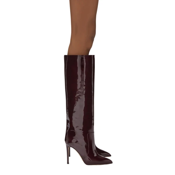 Stiletto 105 Boots in Rouge Noir Patent Leather - Image 6
