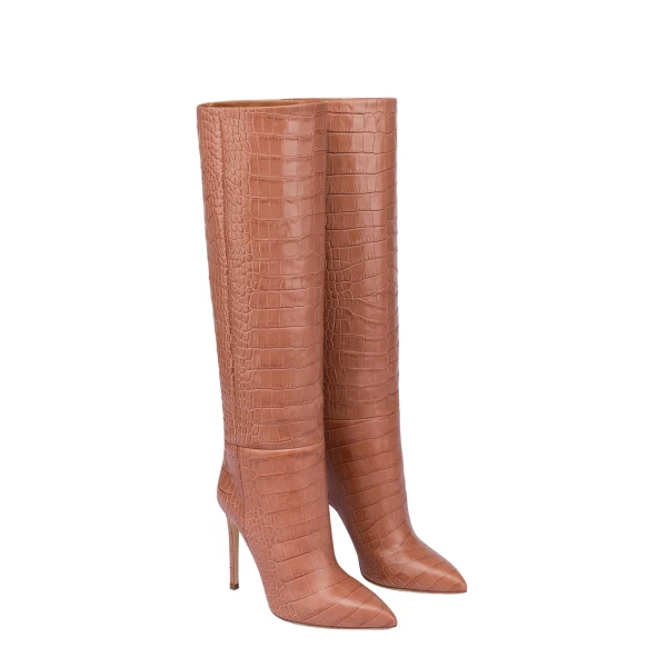 Stiletto 105 Boots in Texas Rose Croc-Embossed Leather - Image 2
