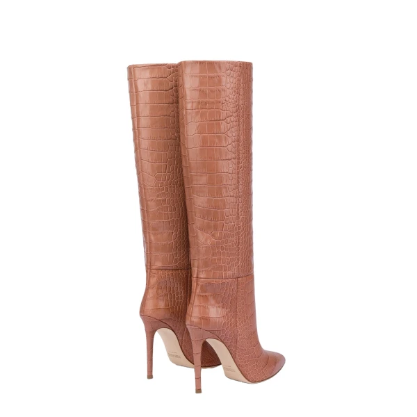 Stiletto 105 Boots in Texas Rose Croc-Embossed Leather - Image 3