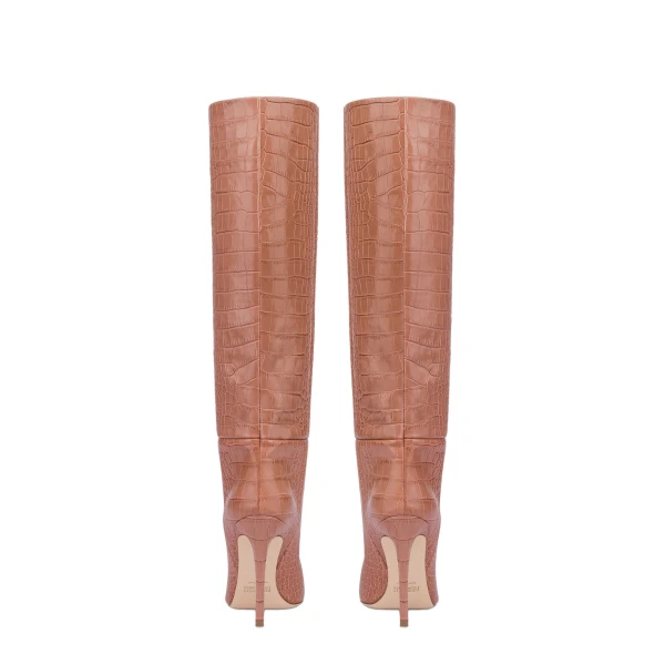 Stiletto 105 Boots in Texas Rose Croc-Embossed Leather - Image 4