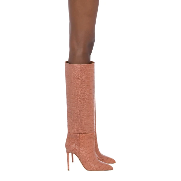 Stiletto 105 Boots in Texas Rose Croc-Embossed Leather - Image 6