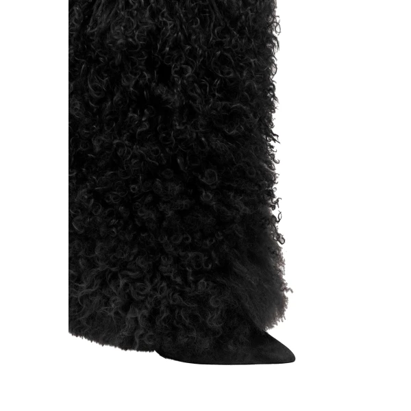 Stiletto 105 Furry Boots in Black Mongolian Fur - Image 5