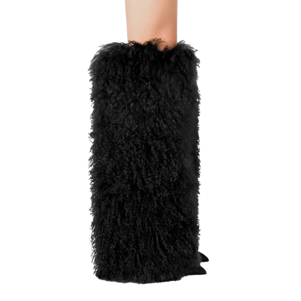 Stiletto 105 Furry Boots in Black Mongolian Fur - Image 6