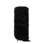 Paris Texas Stiletto 105 Furry Boots in Black Mongolian Fur