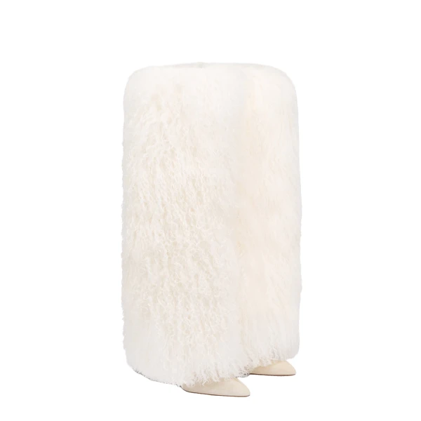 Stiletto 105 Furry Boots in White Mongolian Fur - Image 2