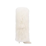 Paris Texas Stiletto 105 Furry Boots in White Mongolian Fur
