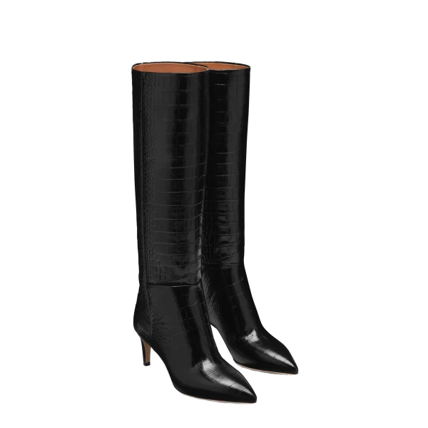 Stiletto 60 Boots in Carbone Croc-Embossed Leather - Image 2
