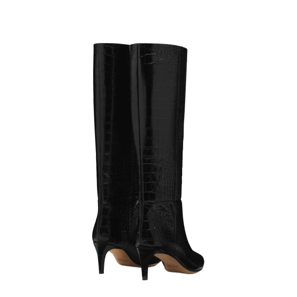 Stiletto 60 Boots in Carbone Croc-Embossed Leather - Image 3