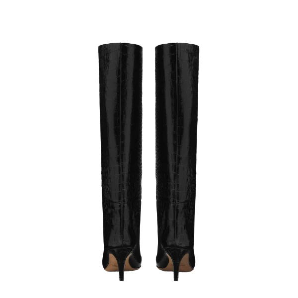 Stiletto 60 Boots in Carbone Croc-Embossed Leather - Image 4