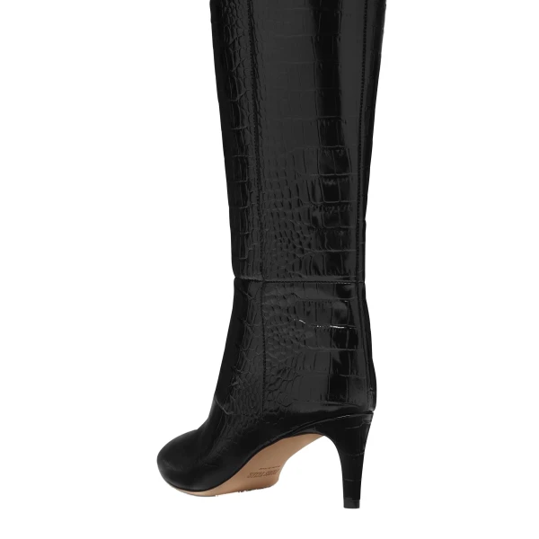 Stiletto 60 Boots in Carbone Croc-Embossed Leather - Image 5