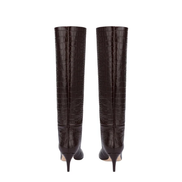 Stiletto 60 Boots in Ebano Croc-Embossed Leather - Image 4