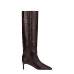 Paris Texas Stiletto 60 Boots in Ebano Croc-Embossed Leather