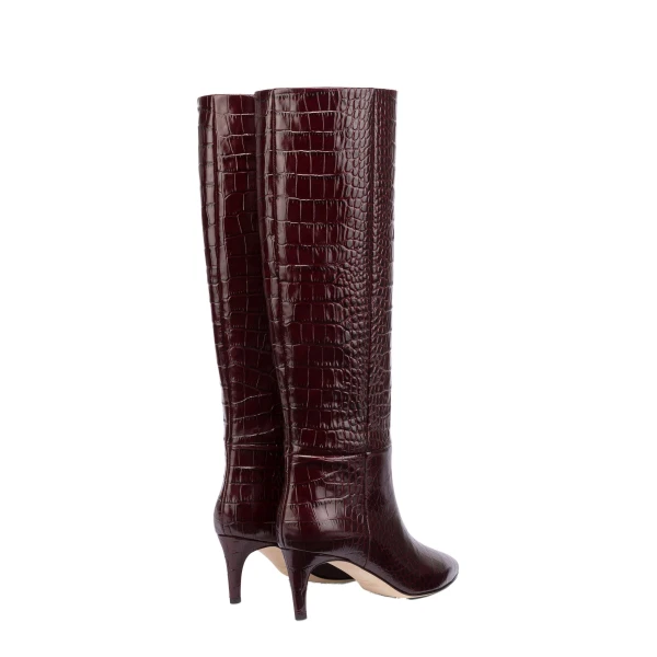 Stiletto 60 Boots in Rouge Noir Croc-Embossed Leather - Image 3