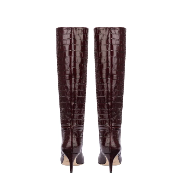 Stiletto 60 Boots in Rouge Noir Croc-Embossed Leather - Image 4