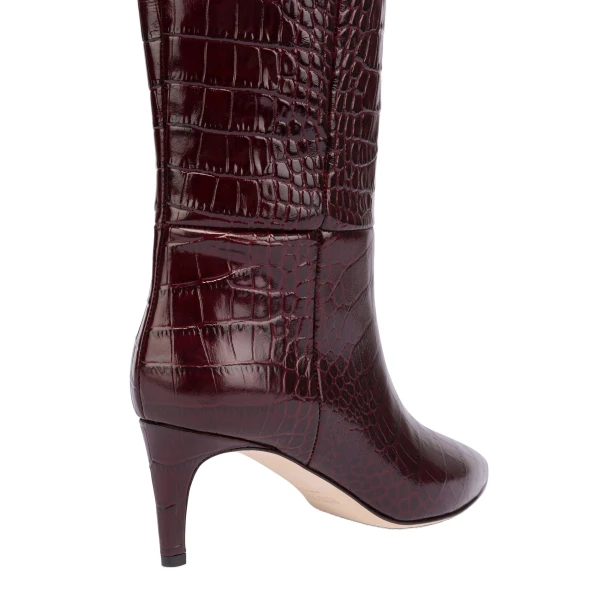 Stiletto 60 Boots in Rouge Noir Croc-Embossed Leather - Image 5