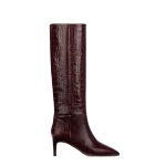 Paris Texas Stiletto 60 Boots in Rouge Noir Croc-Embossed Leather