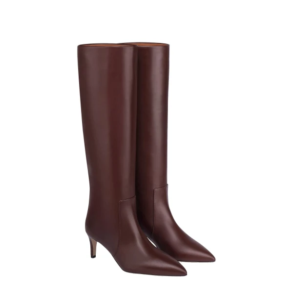 Stiletto 60 Boots in Rouge Noir Leather - Image 2