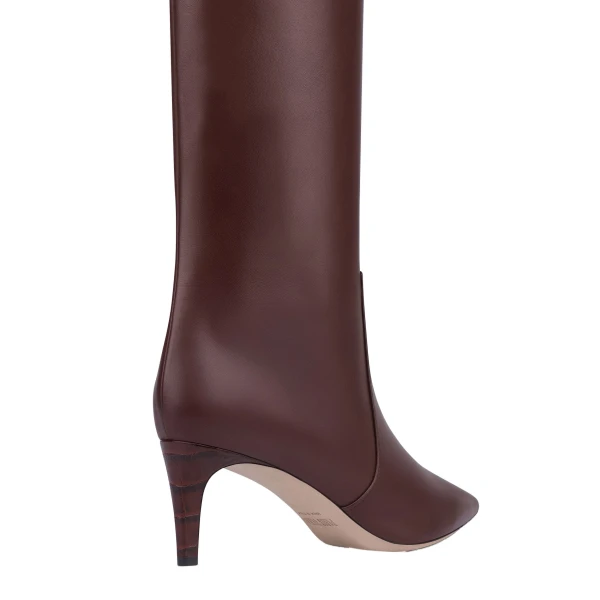 Stiletto 60 Boots in Rouge Noir Leather - Image 5