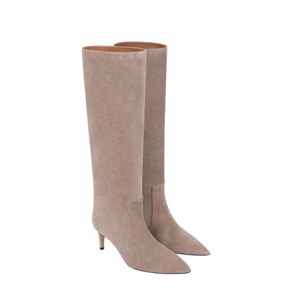 Stiletto 60 Boots in Taupe Suede - Image 2