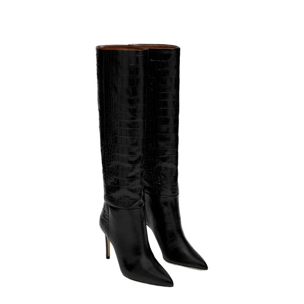 Stiletto 85 Boots in Carbone Croc-Embossed Leather - Image 2