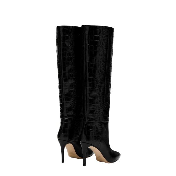 Stiletto 85 Boots in Carbone Croc-Embossed Leather - Image 3