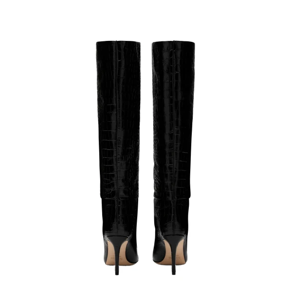 Stiletto 85 Boots in Carbone Croc-Embossed Leather - Image 4