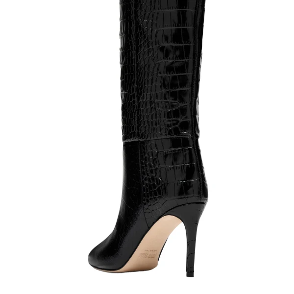 Stiletto 85 Boots in Carbone Croc-Embossed Leather - Image 5