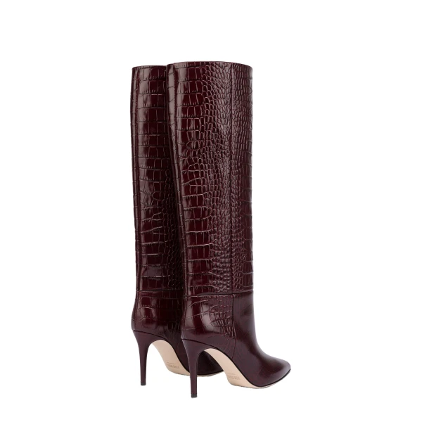 Stiletto 85 Boots in Rouge Noir Croc-Embossed Leather - Image 3