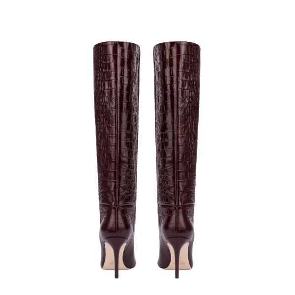 Stiletto 85 Boots in Rouge Noir Croc-Embossed Leather - Image 4