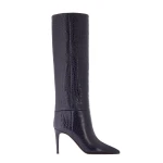 Paris Texas Stiletto 85 Boots in Violet Black Croc-Embossed Leather